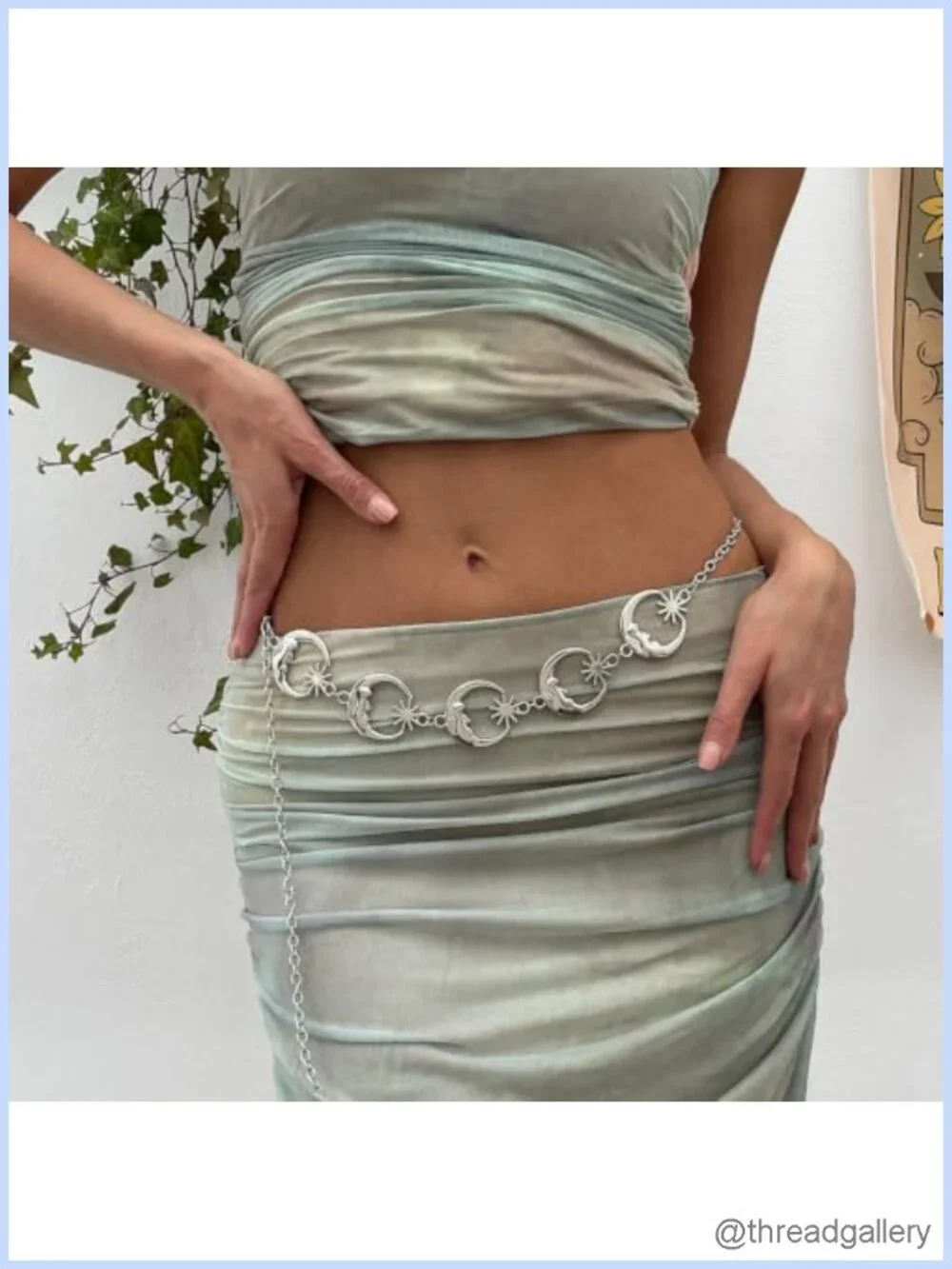 Metal Waist Chain Belt Sun Moon Western Concho Body Chain Adjustable